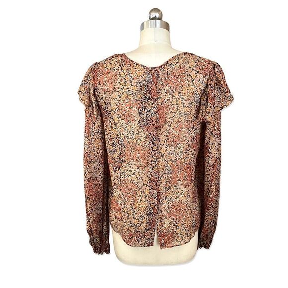 Love Shack Fancy Silk Print Peasant Blouse Sheer Ruffle Boho Floral S - Picture 4 of 10